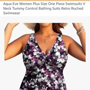 Aqua Eve V-Neck Floral One-Piece Swimsuit